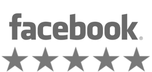 Facebook logo with a 4.5-star rating beneath it.